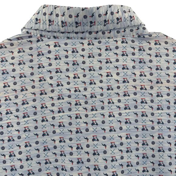 TailorByrd Polo Mens Size Medium Blue Golf Cart SPF 30 Performance Shirt Preppy - Picture 5 of 10